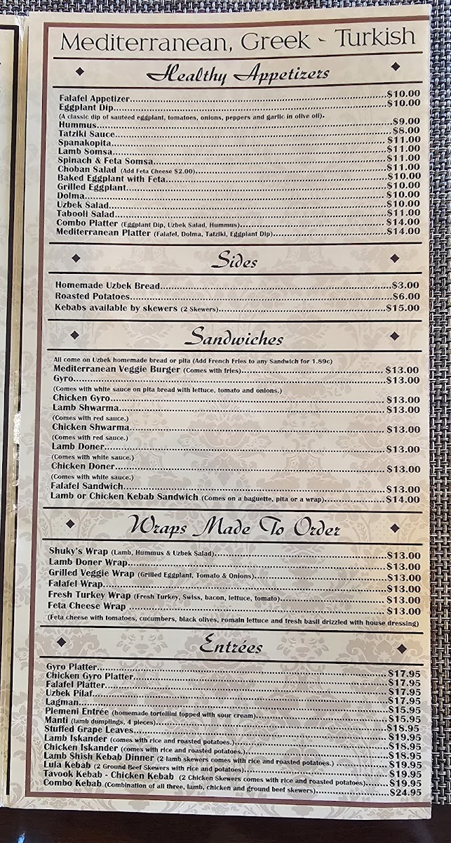 Kennedy Cafe Menu - Image 1